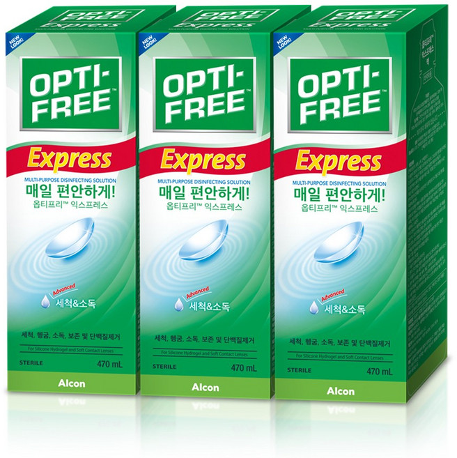 옵티프리 익스프레스 렌즈세정액, 470ml, 3개