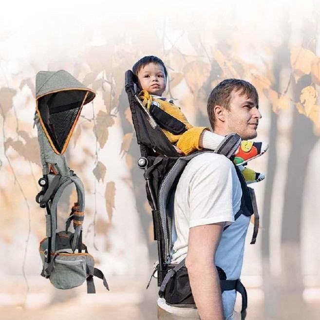 아기 목마 캐리어 등산 지게 안장 유아 차양막 백팩 경량 배낭 어린이 아기등산캐리어, 검정색, 1개