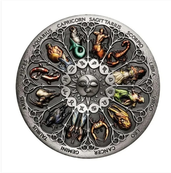 아름다운 투발루 조디악 챌린지 실버코인 별자리 기념품 동전 주화