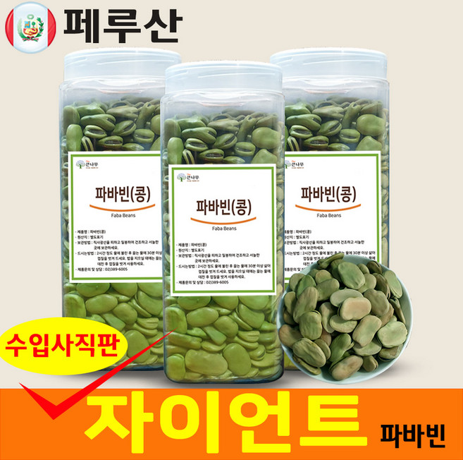 페루 자이언트 파바빈 콩 원물 항공직수 페루산 자이언트 파바빈콩, 1kg, 3개