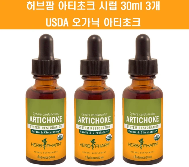 허브팜 아티초크 시럽 30ml 액상형 3개 - 쿠팡