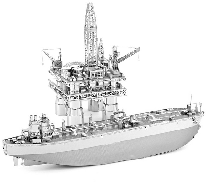 [알꿀밤-메탈퍼즐-건설] 석유시추선 유조선 세트, 1개