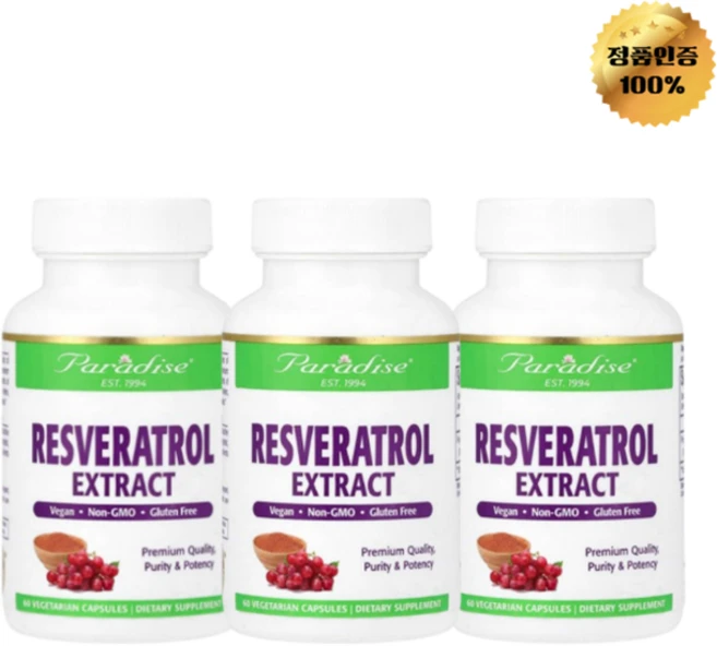 2+1 파라다이스허브 레스베라트롤 추출물 100mg 60정, 3개 - 쿠팡