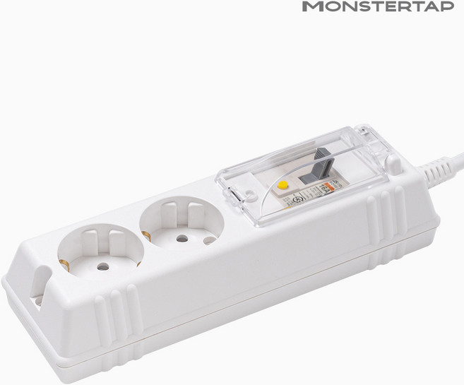 몬스터탭 국산 4000W 고용량 고전력 에어컨 건조기 세탁기 멀티탭 슬림 납작 플러그, 1개, 누전차단 2구 화이트, 45cm