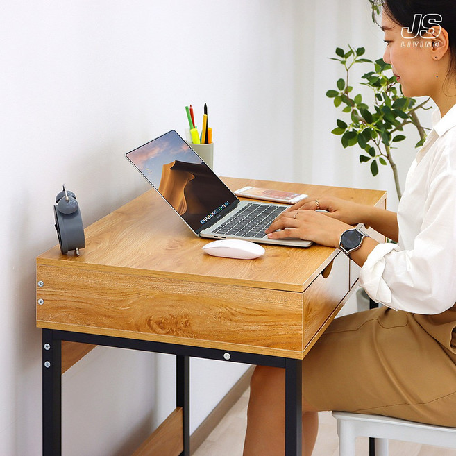 JS리빙 1인용 학생 컴퓨터 책상 서랍장 공부방 보조 테이블 와이드 서재 인테리어 데스크 사무실 수납 일자 정리대 거실 간이 진열대 @JS_Nordic T78701B0214AA, NRD_46*32*15