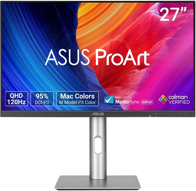 ASUS ProArt 디스플레이 27인치 1440P 프로페셔널 모니터PA278QGV - IPS QHD2560 x 1440 95% DCI-P3 컬러 정확도 E2 Calman 검증, 27" QHD 120Hz