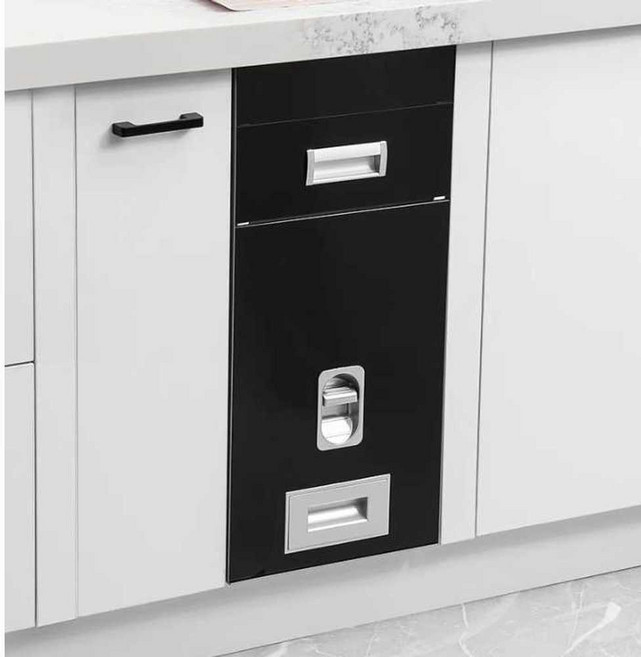 빌트인쌀냉장고 쌀통 캐비닛 매립형 싱크대 벌레방지, 250X620mm 블랙 스테인리스 쌀통