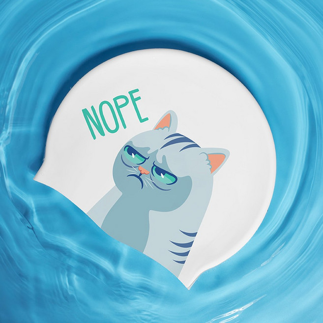 COPOZZ 수상 스포츠 여성 남성 수영 모자 귀 보호 긴 머리 대형 수영 풀 모자 전문 스포츠 방수 수영 모자, 고양이