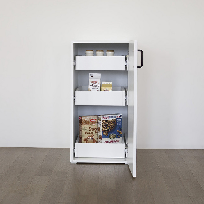 특수사이즈 폭550 낮은 팬트리장 3단 슬라이딩 서랍장 정수기 다이 속 깊은 수납장, 특수사이즈 폭550 왼쪽 열림