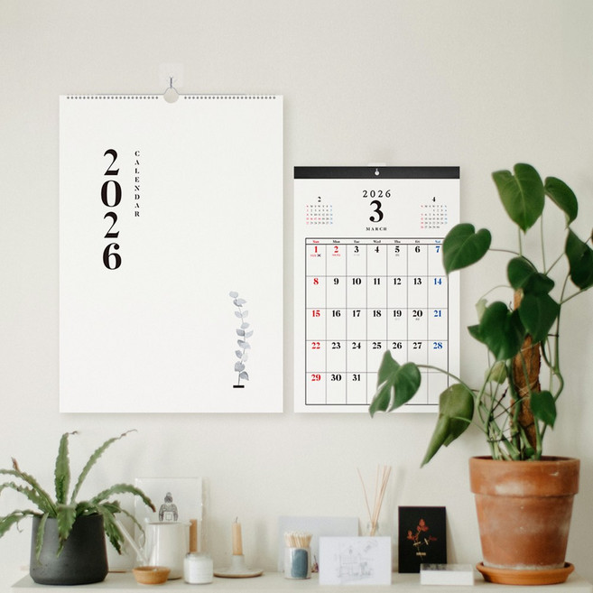 보아스넷 2026 2027 벽걸이 달력 대형 캘린더 감성 인테리어 메모 디자인, 2026 라지, 1개