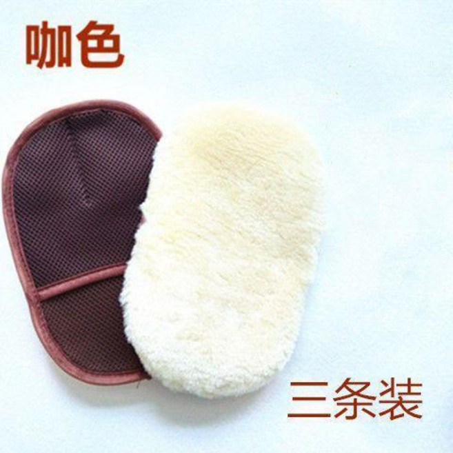 羊毛絨加厚擦車打蠟手套, 熊掌手套咖啡色3條, 1個