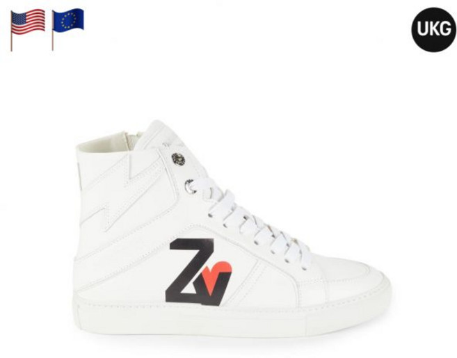 쟈딕앤볼테르 로고 하이탑 지퍼 스니커즈 화이트 여성