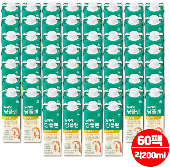 당플랜 당뇨 환자 영양식 노인 두유 선식 단백업 당케어 당류 제로 음료 단백질 보충제 아침 점심 저녁 대용 식사대용식 간식, 60개, 200ml