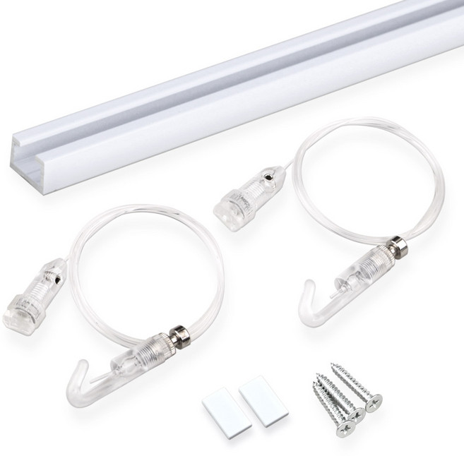 철물백화점 레일걸이 세트 0.5m + 스타 액자걸이 2p + 토우앙카 TA-30 2p + 마감캡 좌우 세트 설치면 석고보드, 투명, 1개