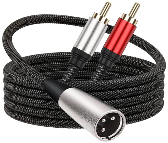 음향 Nku 3 핀 XLR 수-듀얼 RCA 수 Y 스플리터 삽입 2RCA-XLR 스테레오 오디오 상호 연결 케이블 스피커 마이크 믹서용, 01 XLR Male to 2RCA_01 1m, 1개