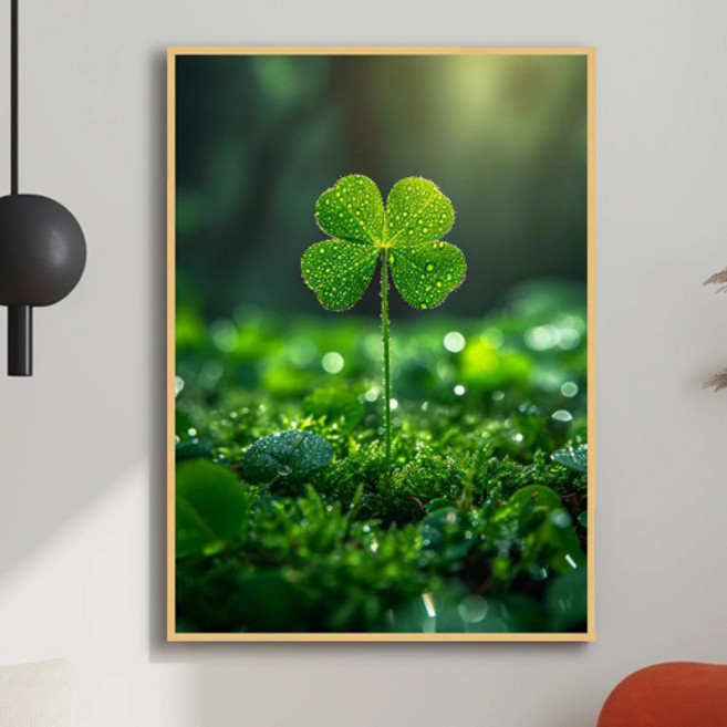 신원액자랜드 행운 행복 네잎클로버 봄 인테리어 식물 나뭇잎 카페 포토존 거실 부엌 침실 안방 회사 사무실 집 홈 이사 개업 오픈 입주 선물 기념 벽 걸이 사진 그림 액자, 16.이슬 행운, 03.A2 (42X59.4 cm), 01.무광화이트 알루미늄액자