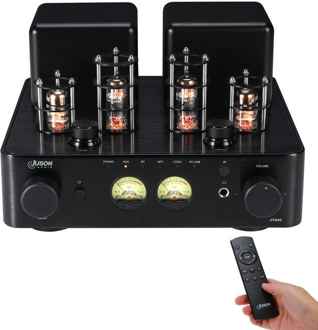 Juson Audio JTA50 2025 130W 튜브 앰프 HiFi 앰프(BT 5.0 리모컨 RCA 포노 및 USB 서브우퍼 2.1CH 턴테이블용), JTA50-N