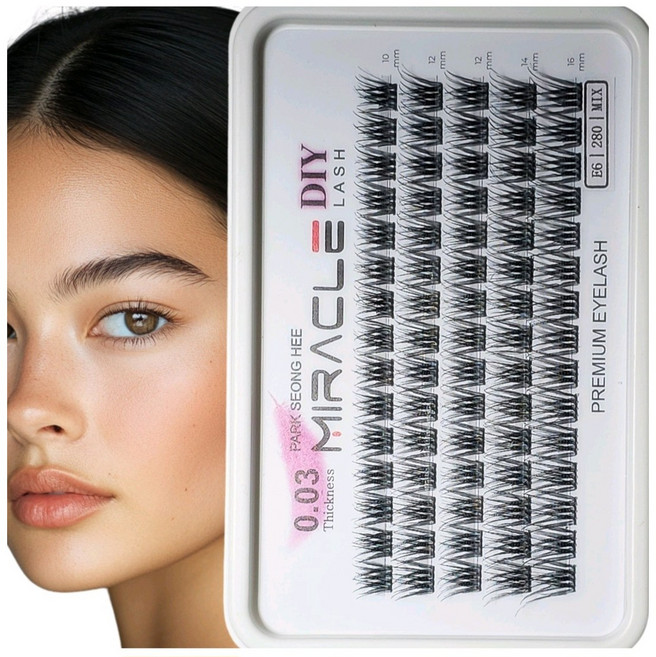 미라클래쉬 부분 속눈썹 세계최초 0.03mm 두께의 세계적인 기술력이 집약된 자연스러운 초경량 아이래쉬 E5 9-16mm, 1개, 짝수믹스(5줄)