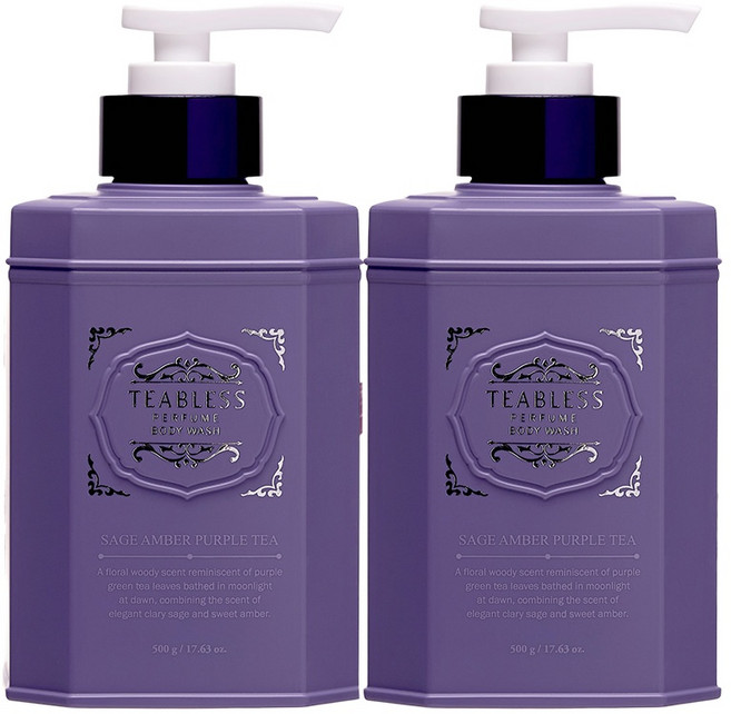 티블레스 퍼플티 저자극 스크럽 퍼퓸 바디워시 플로럴우디향 (수량선택가능) TEABLESS 민감피부용 수분진정보습 비건바디워시, 2개