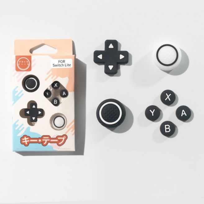 닌텐도 스위치 LITE 라이트 조이콘 호환 스틱커버 버튼 커버 세트, 1개, LITE 블랙&화이트, 스틱&버튼커버