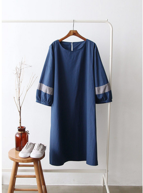 아이엠수 뿌띠 퍼프 소매배색 원피스