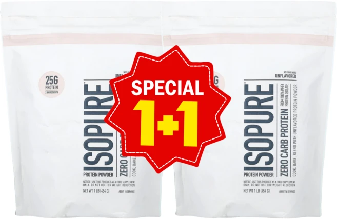 1+1 이소퓨어 제로 탄수화물 프로틴 파우더 무맛 454g BCAA 함유 / 해외직구 미국정품, 2개 - 쿠팡