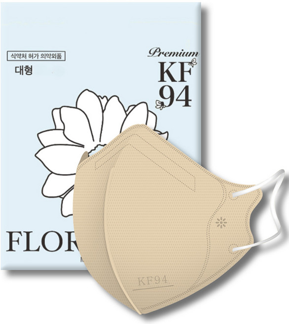 플로라 KF94 국산 새부리형 컬러 마스크, 10매입, 10개, 베이지(대형)