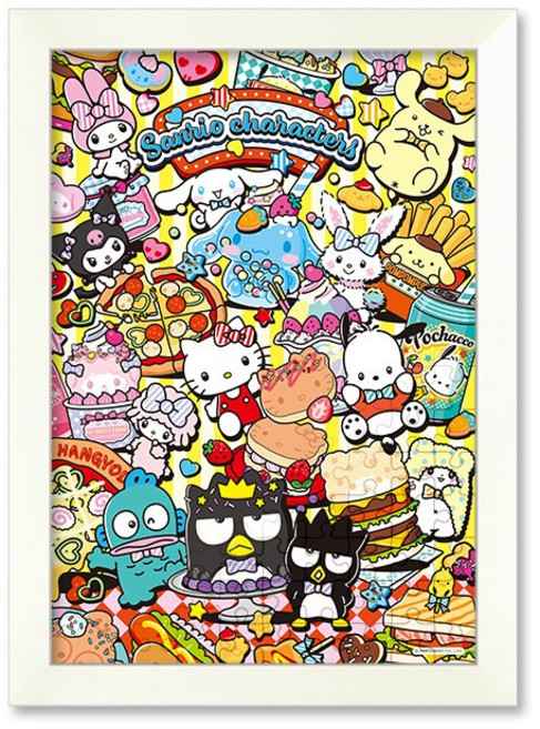 산리오 캐릭터즈 팝아트 직소 퍼즐+액자 세트 1000피스, 1개, 우드 화이트