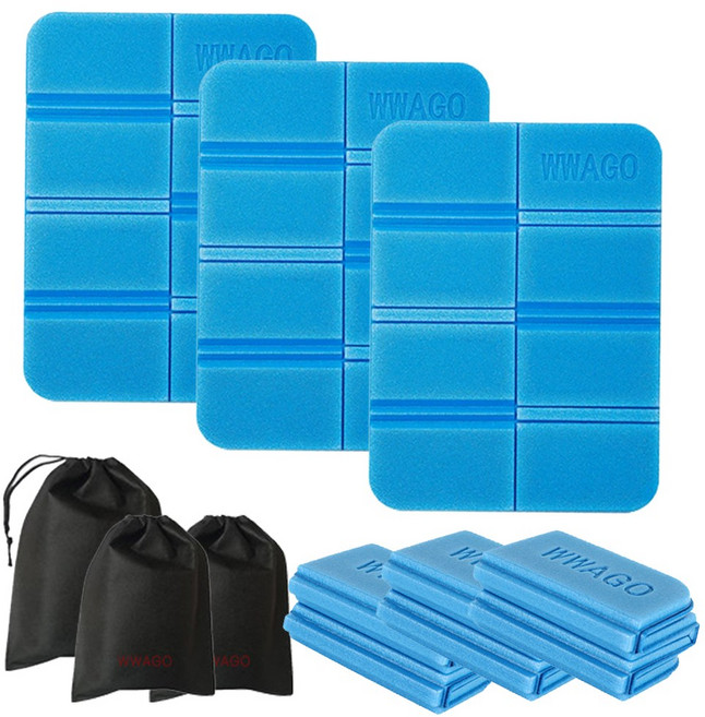 와고 휴대용 등산 방석 3개 친환경 초경량 1인용 미니 한강 축제 엉덩이방석, 블루 블루 블루