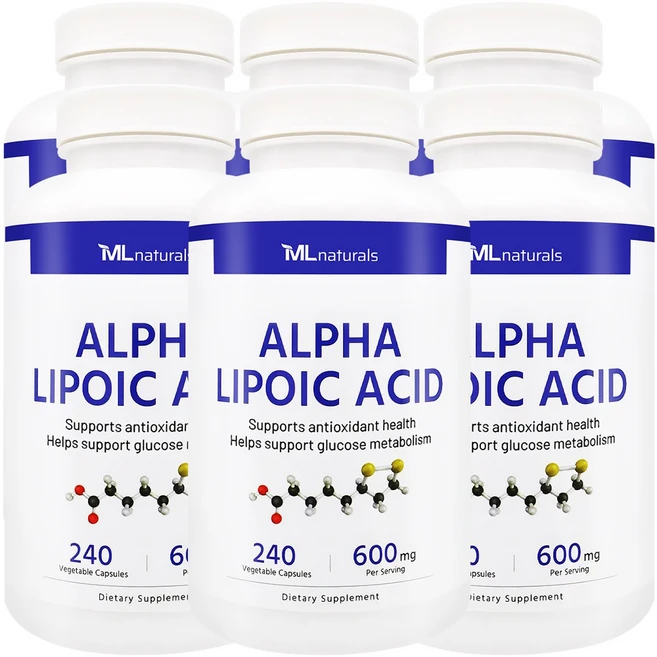 [미국번개배송] 마이라이프 내추럴스 알파리포산 600 mg 240 야채캡슐, 6병, 240정 - 쿠팡