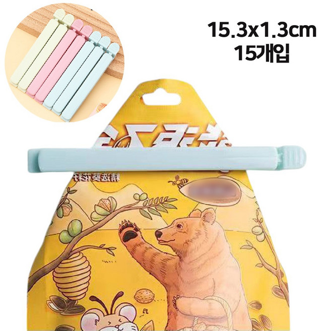바이트 신선도 유지 방습 봉지집게 대형, 15개, 혼합