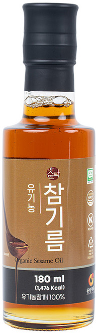 맛뜨락 유기농 통참깨 1회착유 유기농 참기름, 1개, 180ml