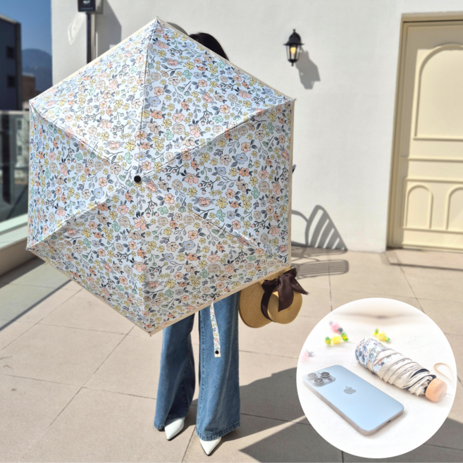 인네이처 99.9% 자외선차단 3단 초경량 꽃무늬 양우산