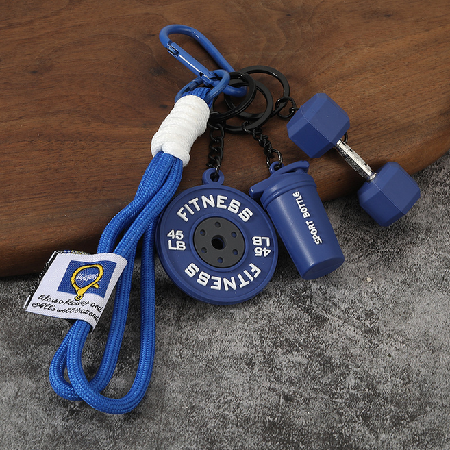 헬스 덤벨 키링 피트니스 운동 애호가 선물 추천 다용도 키홀더 가방걸이, 1개, 블루