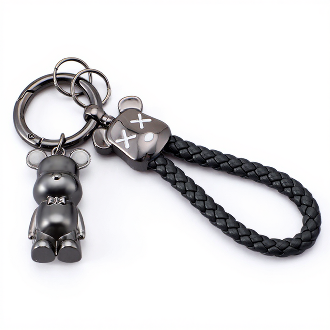 올리스트 메탈 곰돌이 키링 열쇠고리, 블랙, 1개