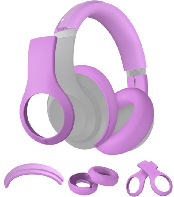 [3 in 1] 비츠 스튜디오 프로용 WADVCU 액세서리 실리콘 케이스 커버 긁힘 방지 외부 이어폰 패널 커버/이어 컵 커버/헤드밴드 커버 전용 헤드셋 소프트 스킨-퍼플, 1개