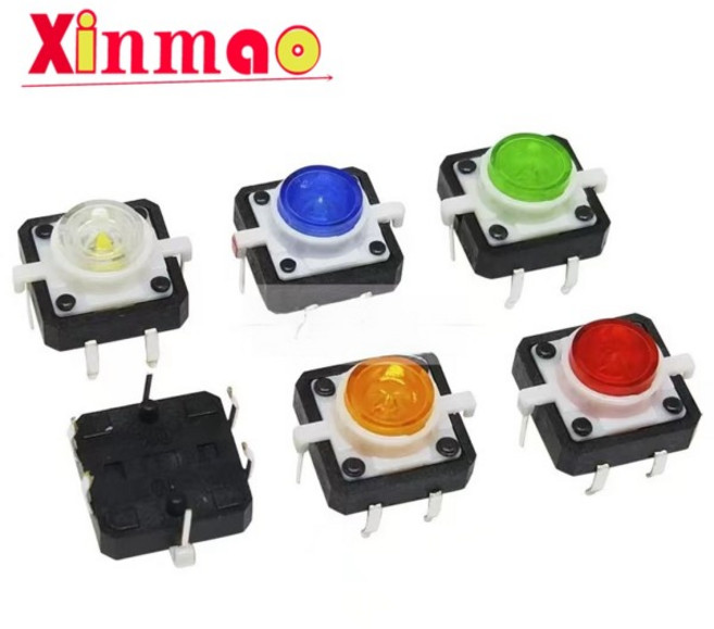 5PCS 5 색 12X12x7.3mm 4PIN dip TACT 푸시 버튼 스위치 빛 led 마이크로 키 전원 촉각 12127.3MM, 04 5PCS red
