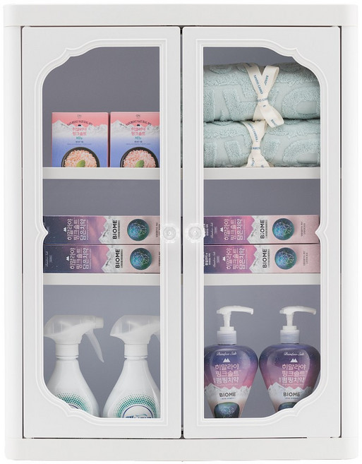 홈앤드림 엑센트 욕실장 D630 화이트 수납장 벽걸이 화장실 정리함 플라스틱 선반 틈새 욕실 슬림 모던, 1개