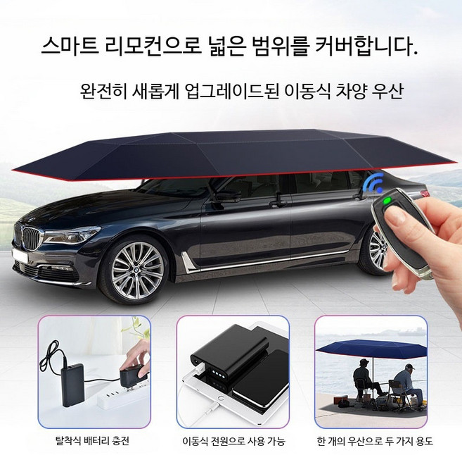 자동차 루프 선쉐이드 전자동 원격 제어 접이식 SUV용 단열 효과 햇빛 차단 여름 필수 차량용 악세서리 손쉬운 설치 실용적 디자인, 4.2미터 완전 자동 딥 블루