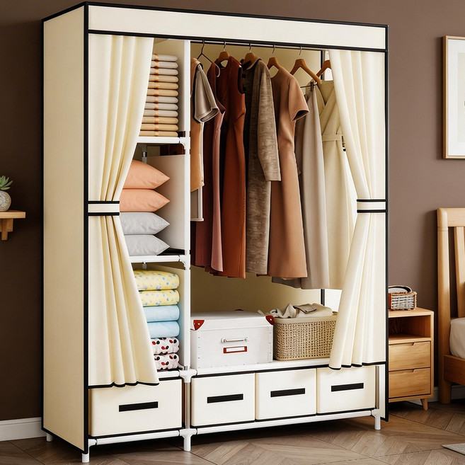 라온프리 튼튼한 가정용 조립식 비키니옷장, 베이지