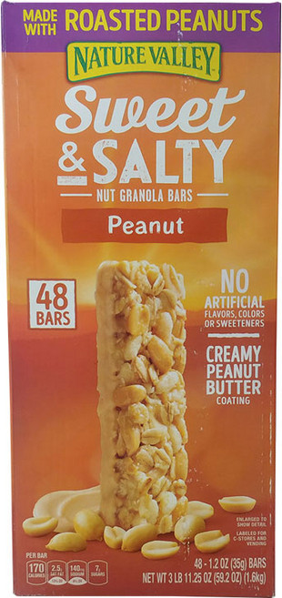 Nature Valley 스위트앤솔티 땅콩 그래놀라 바 48입 대용량 Sweet & Salty Nut Granola Bars Peanut 1.6kg, 1박스