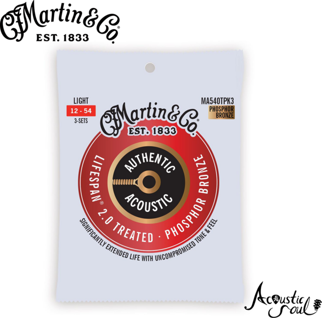 마틴 MA540T 3팩 포스포브론즈 라이트 3PACK 기타줄 코팅현, 1개