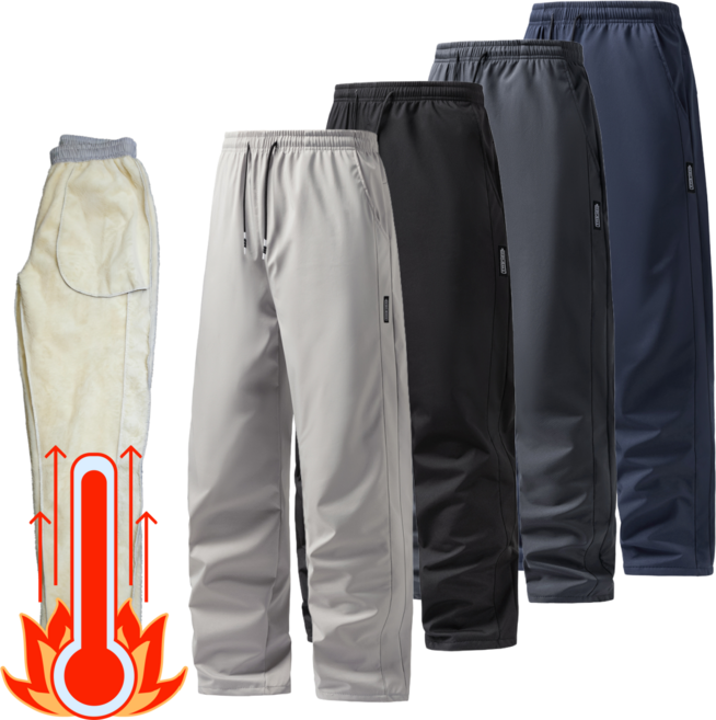 SMOPIG 겨울 남자 기모바지 남성 등산바지 작업복 방풍 인조 양털 운동팬츠