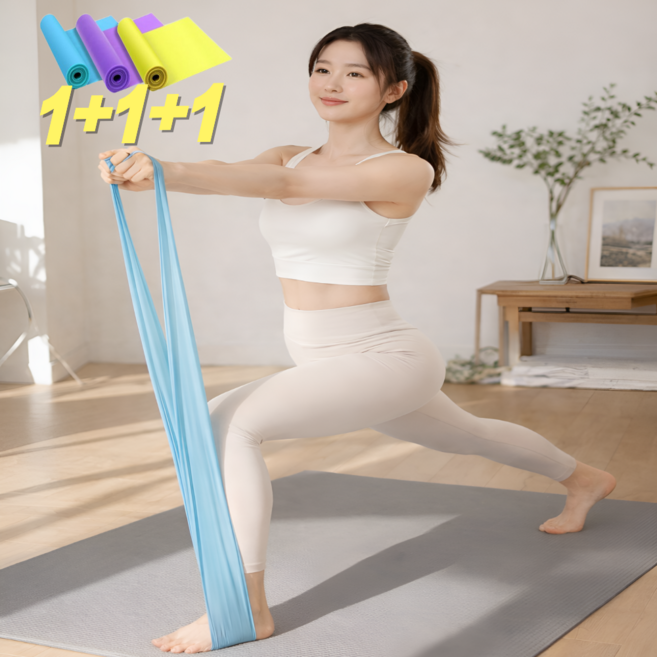 창림컴퍼니 전신 스트레칭 요가밴드 라텍스밴드, 1세트, 옐로우+퍼플+블루