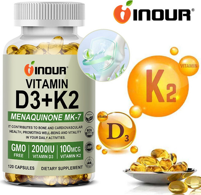 고함량 비타민K2 D3 칼슘흡수 뼈건강 치아 면역력 강화 120캡슐, 2개, 120정