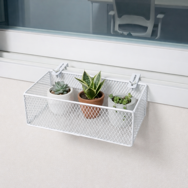 무아랑 자유로운 간격조절 튼튼고정 창틀 선반, 화이트, 1개