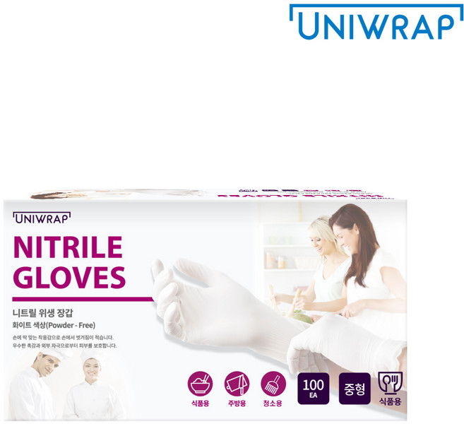테이팩스 유니랩 니트릴 위생장갑 100매 (화이트), 상품선택_화이트 대형 100매, 1개