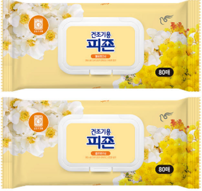 피죤 건조기시트 섬유유연제 오리지널 80매 X 2개 옐로미모사, 80매입, 7세트