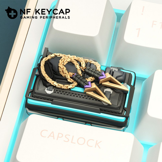 발로란트 키캡 기계식 키보드 커스텀 포인트 악세서리, 1개, 블랙 웨이브 블레이드 골드