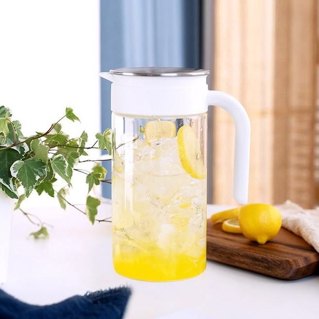 넥스코 내열유리 냉장고 물병 저그 물통 보틀 1.1L 화이트